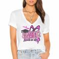 Senior 2027 Class Of 2027 Coquette Girl Pink Graduation 2027 Women's Jersey Short Sleeve Deep V-Neck Tshirt