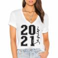 Senior Class Of 2021 Graduation High School College Women's Jersey Short Sleeve Deep V-Neck Tshirt