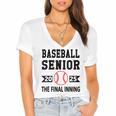 Senior Class Of 2025 Baseball Senior Night Graduation Party Women's Jersey Short Sleeve Deep V-Neck Tshirt