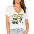 Senior Class Of 2027 Graduation Yellow And Blue On The Back Premium Tri-Blend Women's Jersey Short Sleeve Deep V-Neck Tshirt