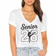 Senior Dance Mom Class Of 2026 Dancer Daughter Graduation Women's Jersey Short Sleeve Deep V-Neck Tshirt