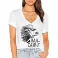 Sheep Baa Crow Caw Back Off Pun Tee For Introverts & Teens Women's Jersey Short Sleeve Deep V-Neck Tshirt Sheep Baa Crow Caw Back Off Pun Tee For Introverts & Teens Women's Jersey Short Sleeve Deep V-Neck Tshirt