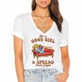 Smut Reader Be A Good Girl & Spread Those Pages Spicy Book Women's Jersey Short Sleeve Deep V-Neck Tshirt Smut Reader Be A Good Girl & Spread Those Pages Spicy Book Women's Jersey Short Sleeve Deep V-Neck Tshirt