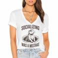 Socializing Was a Mistake Prairie Dog Introverts Humor Women's Jersey Short Sleeve Deep V-Neck Tshirt Socializing Was a Mistake Prairie Dog Introverts Humor Women's Jersey Short Sleeve Deep V-Neck Tshirt