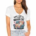 Sorry I Can’t Go I’m An Indoor Cat Couch Introvert Cat Women's Jersey Short Sleeve Deep V-Neck Tshirt Sorry I Can’t Go I’m An Indoor Cat Couch Introvert Cat Women's Jersey Short Sleeve Deep V-Neck Tshirt