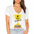 Star Graduate Second Grade Graduation Trophy Cup Women's Jersey Short Sleeve Deep V-Neck Tshirt