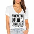 Straight Outta Junior High Graduation Class Of 2018 Women's Jersey Short Sleeve Deep V-Neck Tshirt