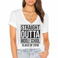 Straight Outta Middle School Graduation Women's Jersey Short Sleeve Deep V-Neck Tshirt