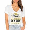 Super Proud Little Sister Of 2025 Graduate Graduation Family Women's Jersey Short Sleeve Deep V-Neck Tshirt