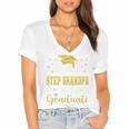 Super Proud Step Grandpa Of 2025 Graduate Graduation Family Premium Women's Jersey Short Sleeve Deep V-Neck Tshirt