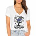 I Survived 8th Grade Graduated Cat Graduation Women's Jersey Short Sleeve Deep V-Neck Tshirt