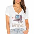 I Survived The Dial-Up Era Retro 90s Nostalgia Premium Tri-Blend Women's Jersey Short Sleeve Deep V-Neck Tshirt I Survived The Dial-Up Era Retro 90s Nostalgia Premium Tri-Blend Women's Jersey Short Sleeve Deep V-Neck Tshirt