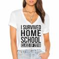 I Survived Home School Class Of 2018 Graduation Women's Jersey Short Sleeve Deep V-Neck Tshirt