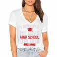 I Survived My Son's High School Diploma Graduation Premium Women's Jersey Short Sleeve Deep V-Neck Tshirt