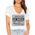 I Survived My Wife's Doctorate Program PhD Graduation Women's Jersey Short Sleeve Deep V-Neck Tshirt