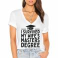 I Survived My Wife's Masters Degree Graduation Class Of 2025 Women's Jersey Short Sleeve Deep V-Neck Tshirt