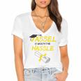 Tassel Worth The Hassle 2018 Graduation Quote Ylw Women's Jersey Short Sleeve Deep V-Neck Tshirt