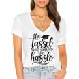 The Tassel Was Worth The Hassle Graduation Women's Jersey Short Sleeve Deep V-Neck Tshirt