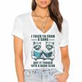 I Tried To Form Gang But It Turned Into A Book Club Raccoon Women's Jersey Short Sleeve Deep V-Neck Tshirt I Tried To Form Gang But It Turned Into A Book Club Raccoon Women's Jersey Short Sleeve Deep V-Neck Tshirt
