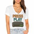 VHS Cassette Retro Analog Nostalgia Theme Women's Jersey Short Sleeve Deep V-Neck Tshirt VHS Cassette Retro Analog Nostalgia Theme Women's Jersey Short Sleeve Deep V-Neck Tshirt