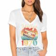 Vintage 1970 Retro Cassette Tape 70s Born Nostalgia Birthday Women's Jersey Short Sleeve Deep V-Neck Tshirt