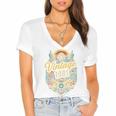 Vintage 1981 Retro Badge Nostalgia Eighties Compass Skull Premium Tri-Blend Women's Jersey Short Sleeve Deep V-Neck Tshirt