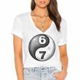 Vintage 6 7 Sketch Yin Yang Namaste Six Seven Nostalgia Women's Jersey Short Sleeve Deep V-Neck Tshirt