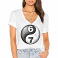 Vintage 6 7 Sketch Yin Yang Namaste Six Seven Nostalgia Women's Jersey Short Sleeve Deep V-Neck Tshirt Vintage 6 7 Sketch Yin Yang Namaste Six Seven Nostalgia Women's Jersey Short Sleeve Deep V-Neck Tshirt