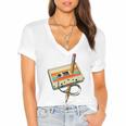 Vintage Pencil Rewind Cassette Tape Nostalgia Party 80s 90s Premium Women's Jersey Short Sleeve Deep V-Neck Tshirt