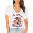 Vintage Retro North Pole Book Club Hot Cocoa Women's Jersey Short Sleeve Deep V-Neck Tshirt