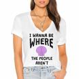 I Wanna Be Where The People Aren't Introvert Women's Jersey Short Sleeve Deep V-Neck Tshirt