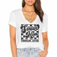Women Senior Mom Class Of 2026 Retro Graduation Senior Mama Women's Jersey Short Sleeve Deep V-Neck Tshirt