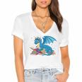 In A World Full Of Bookworms Be A Book Dragon Women's Jersey Short Sleeve Deep V-Neck Tshirt