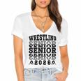 Wrestling Senior 2026 Graduation Women's Jersey Short Sleeve Deep V-Neck Tshirt