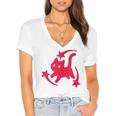 Yk2 Grunge Scary Cat With Shooting Stars 90s Nostalgia Women's Jersey Short Sleeve Deep V-Neck Tshirt Yk2 Grunge Scary Cat With Shooting Stars 90s Nostalgia Women's Jersey Short Sleeve Deep V-Neck Tshirt