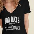 100 Days Of School Sarcastic Teacher Introvert Kid 100th Day Women's Jersey Short Sleeve Deep V-Neck Tshirt