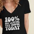 100 Not Leaving The House Today Introverts Women's Jersey Short Sleeve Deep V-Neck Tshirt