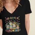 100th Day Of School Teacher Floral Books 100 Days Of Growing Women's Jersey Short Sleeve Deep V-Neck Tshirt 100th Day Of School Teacher Floral Books 100 Days Of Growing Women's Jersey Short Sleeve Deep V-Neck Tshirt