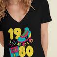 1980 Retro Raised In The 80s Old School Nostalgia Vibes Women's Jersey Short Sleeve Deep V-Neck Tshirt