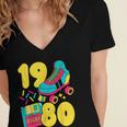 1980 Retro Raised In The 80s Old School Nostalgia Vibes Women's Jersey Short Sleeve Deep V-Neck Tshirt