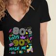 1980s 80's Baby 1990s 90's Made Me Birthday Nostalgia Vibes Women's Jersey Short Sleeve Deep V-Neck Tshirt