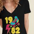 1982 Retro Raised In The 80s Old School Nostalgia Vibes Women's Jersey Short Sleeve Deep V-Neck Tshirt