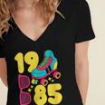 1985 Retro Raised In The 80s Old School Nostalgia Vibes Women's Jersey Short Sleeve Deep V-Neck Tshirt 1985 Retro Raised In The 80s Old School Nostalgia Vibes Women's Jersey Short Sleeve Deep V-Neck Tshirt