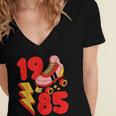 1985 Retro Roller Skate Vintage 80s Nostalgia Collector Women's Jersey Short Sleeve Deep V-Neck Tshirt 1985 Retro Roller Skate Vintage 80s Nostalgia Collector Women's Jersey Short Sleeve Deep V-Neck Tshirt