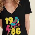 1986 Retro Raised In The 80s Old School Nostalgia Vibes Women's Jersey Short Sleeve Deep V-Neck Tshirt