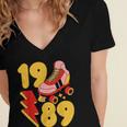1989 Retro Roller Skate Vintage 80s Nostalgia Collector Women's Jersey Short Sleeve Deep V-Neck Tshirt