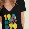 1990 Retro Raised In The 90s Old School Nostalgia Vibes Women's Jersey Short Sleeve Deep V-Neck Tshirt 1990 Retro Raised In The 90s Old School Nostalgia Vibes Women's Jersey Short Sleeve Deep V-Neck Tshirt