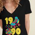 1990 Retro Raised In The 90s Old School Nostalgia Vibes Women's Jersey Short Sleeve Deep V-Neck Tshirt 1990 Retro Raised In The 90s Old School Nostalgia Vibes Women's Jersey Short Sleeve Deep V-Neck Tshirt