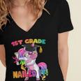 1st Grade Nailed It Flossing Unicorn Graduation Shirt Women's Jersey Short Sleeve Deep V-Neck Tshirt