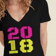 2018 Big Neon Numbers For The New Year Or Graduation Women's Jersey Short Sleeve Deep V-Neck Tshirt